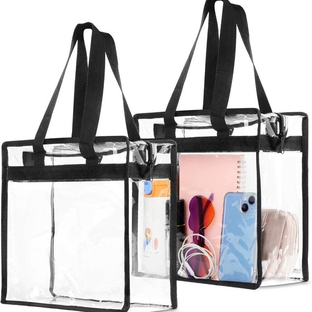 Clear Bag for Stadium Events Approved, 12x6x12 Large Transparent Tote, Clear Bag